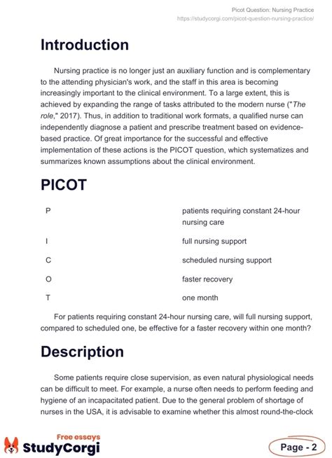 picot question nursing practice  essay