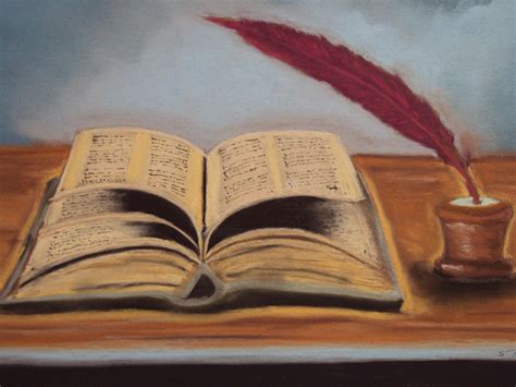 livre ouvert avec plume rouge peinture par stephane thery artmajeur