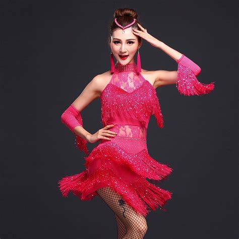 New Adult Latin Dance Costumes Fringe Women Latin Tassel Dress Sexy