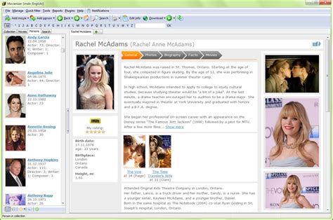 movienizer persons page   orange interface
