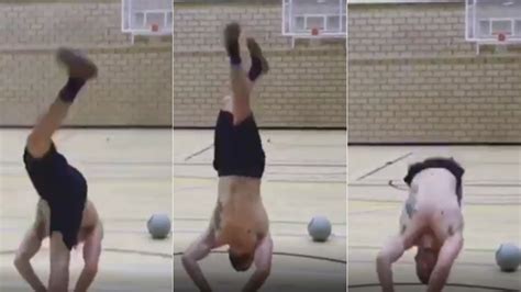whoosh british gymnast dominick cunningham nails an amazing front flip basketball trick shot
