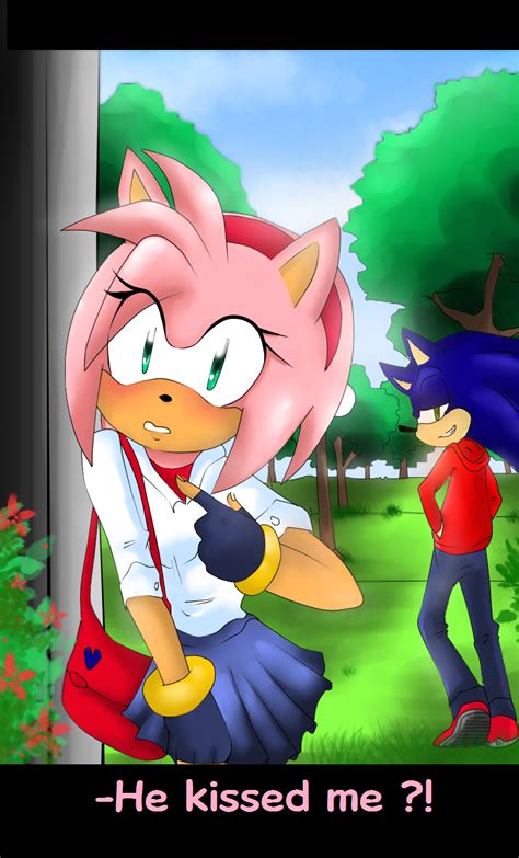 sonic n amy kiss~~screenshot by klaudy na on deviantart