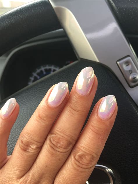 white chrome nails white chrome nails opal nails gel chrome nails