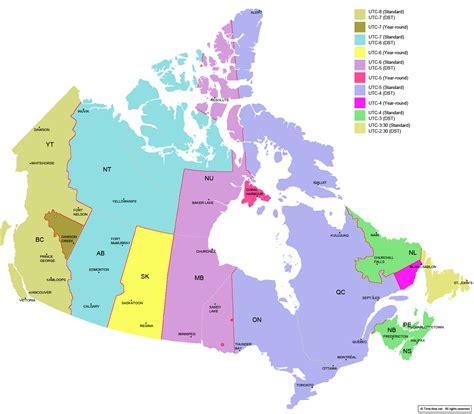 canada time  canada time zone map  provinces  cities  clock  real