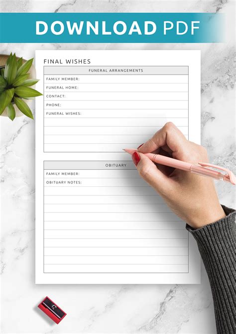 printable final wishes template