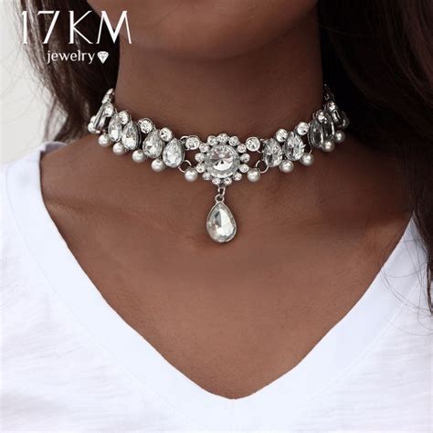 km boho collar choker water drop crystal beads choker necklace