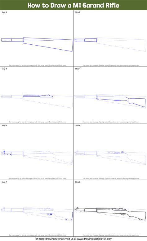 How To Draw A M1 Garand Rifle Printable Step By Step Drawing Sheet