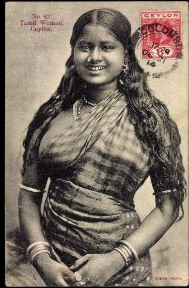 Postcard Volkstypen Sri Lanka Blick Auf Tamilische Frau