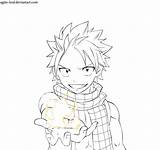 Natsu Fairy Tail Coloring Line Deviantart Pages Dragneel Color Anime Template sketch template