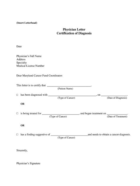 physician letter diagnosis sample fill  printable fillable