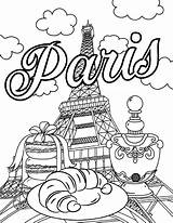 Paris Coloring Tower Eiffel Sheet Thehungryjpeg Cart sketch template