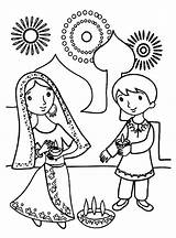 Diwali Printable Kids sketch template