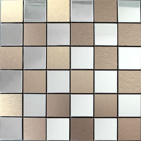Metal Tile Backsplash Kitchen Stainless Steel Tiles Square Metallic