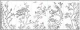 Chinoiserie Mural Together sketch template