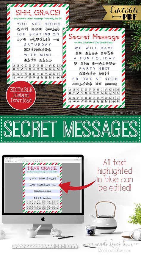 editable secret message  elf printable elf prop santa etsy elf