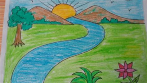 simple scenery drawing  kids drawing art concept easy nature