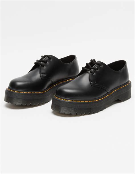 dr martens  quad smooth leather womens platform shoes black tillys women platform