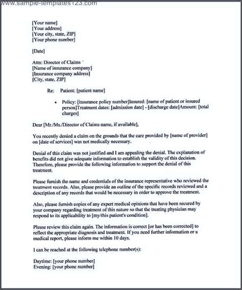 sample letter  appeal  decision sample templates sample templates