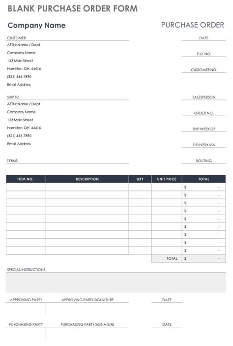 blank purchase order form  templates purchase order template