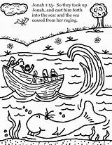 Jonah Coloring Whale Pages Story Printable Bible Print Boat Thrown Color Off Children Sunday School Nineveh Excellent Church Popular Being sketch template