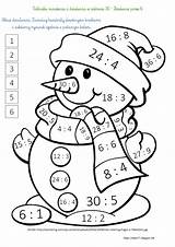 Kolorowanki Dzieci Tabliczka Matematyka Edukacyjny Matematyczne Mnożenia Snowman Klasa Zadania Mathe Zakresie Dzielenie Santa źródło Obliczeń Wykorzystane sketch template