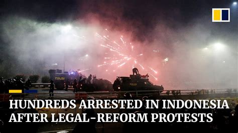 hundreds arrested in indonesia after legal reform protests youtube