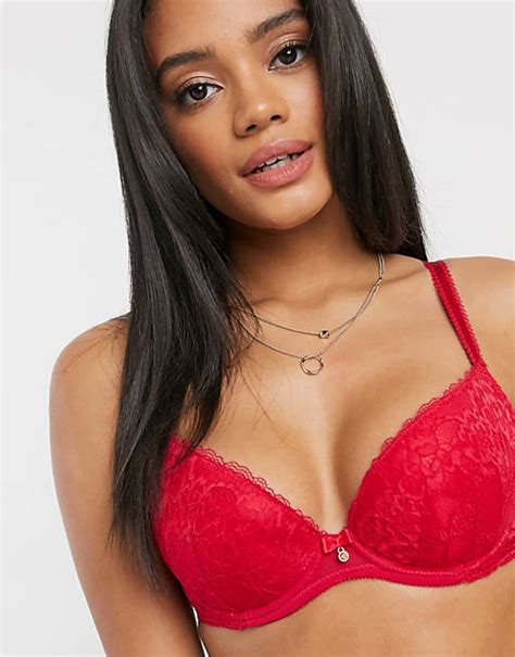 ann summers sexy lace plunge bra in red asos