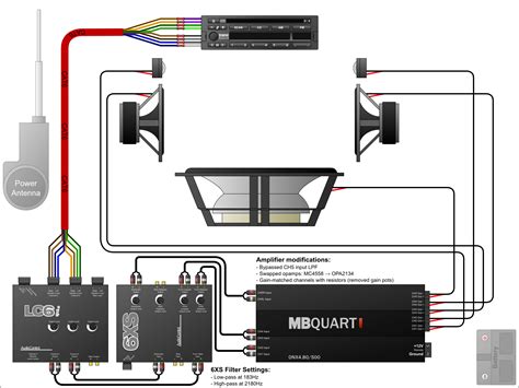 hook    channel amp  front  rear speakers car amplifier wiring diagram