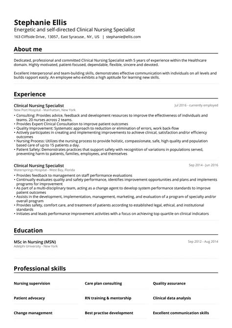 nursing resume  guide  jofibo