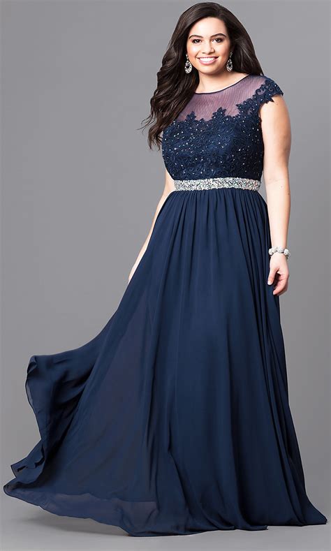 illusion plus size prom dress with jewels promgirl