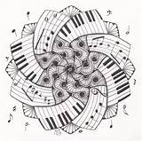 Coloring Pages Zentangle Music Mandala Piano Drawings Dare Ml Musical Studio Adults Zendala Musique Doodle Doodles Notes Adult Mandalas Zen sketch template