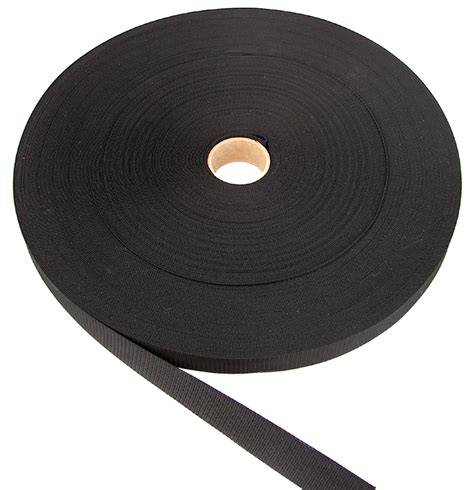 thin nylon webbing   wide black   roll