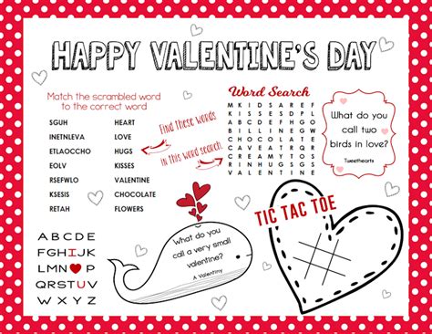 printable valentines day activity sheet valentines printables