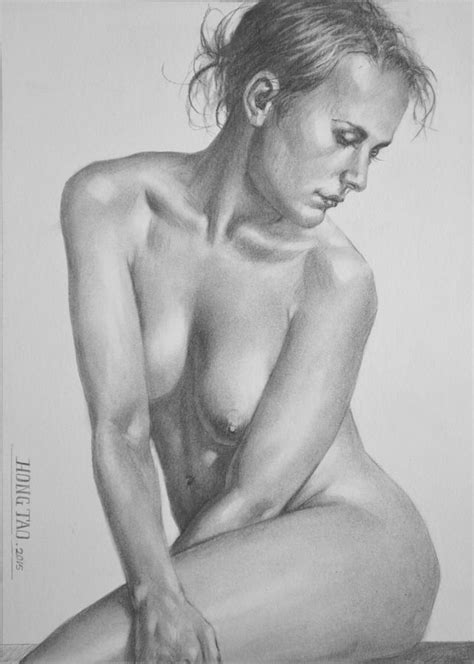 Original Drawing Artwork Beautiful Girl Female Nude Women