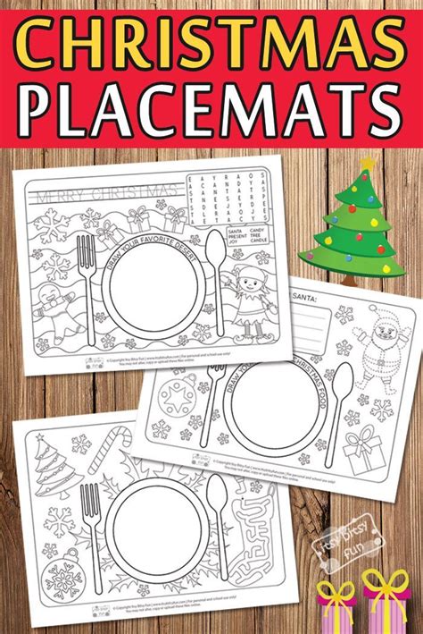 printable christmas placemats  coloring christmas placemats