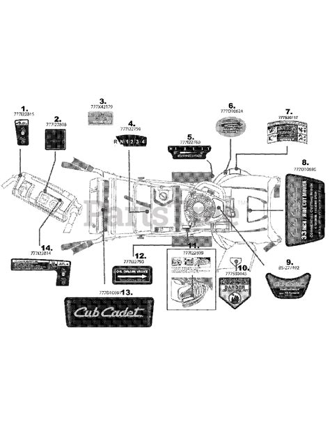 cub cadet cc  es aen cub cadet walk  mower  label map parts lookup