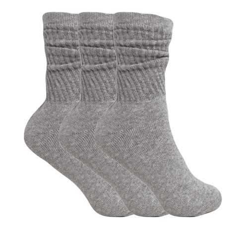 Cotton Crew Socks For Women Gray 3 Pairs Size 9 11
