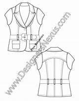 Fashion Illustrator Sketch Flat Belted Cap Sleeve Blazer V21 Min Read sketch template