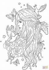 Coloring Pages Princess Flowers Printable Fairy Birds Super Supercoloring Adult sketch template