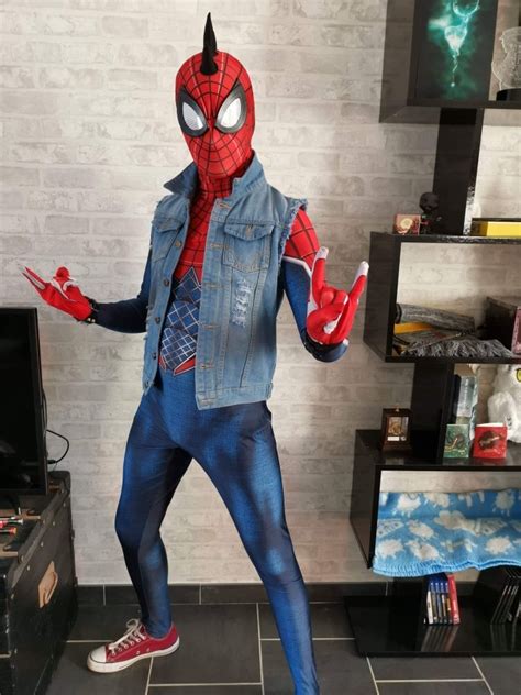 spider punk hobart brown hobie brown cosplay costume spider man zentai