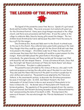 distance learning  legend   poinsettia christmas  plan english