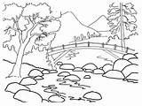 Nature Coloring Pages Printable Kids Colouring Color Colorear Mountain Adult Para Landscape Adults River Book Con Beautiful Dibujos Child sketch template