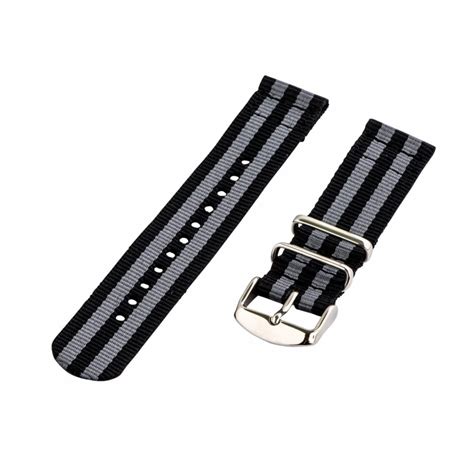 Nylon Watch Straps Black And Grey 2 Piece Classic Nato Bands
