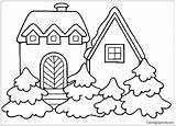 House Pages Winter Coloring Color sketch template
