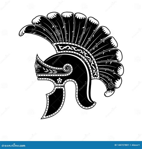 roman helmet black legatus legionis stock vector illustration  armor flat