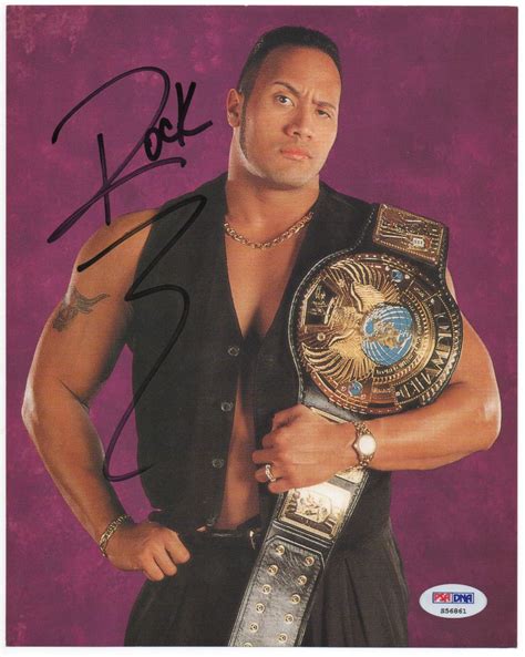 rock dwayne douglas johnson auto wwf wwe wrestling photo psa dna