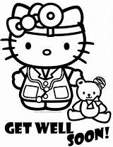 Coloring Kitty Hello Pages Sheets Nurse Cartoon Printable sketch template