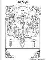 Coloring Saints Catholic Pages Mass Souls Kids November Playground Printable 1st Religious Saint Activities Easter Preschool Holy Church Education Adult sketch template
