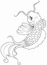 Koi Fish Coloring Pages Japanese Carp Drawing Tattoo Printable Template Colouring Kids Outline Stencils Stencil Coy Sheets Adult Drawings Tattoos sketch template