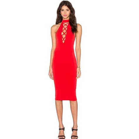 Women Sexy Halter Cut Out Red Bandage Dress Online Store For Women